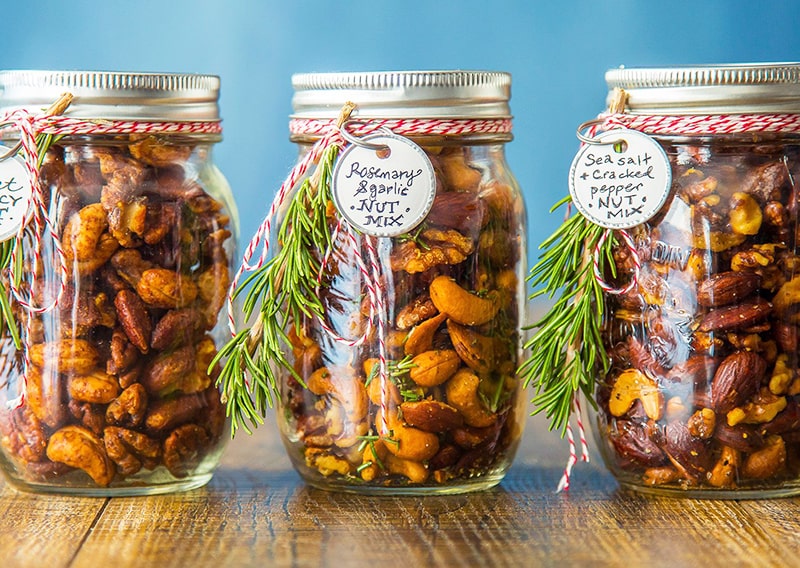 Home-made nuts jars for Christmas.